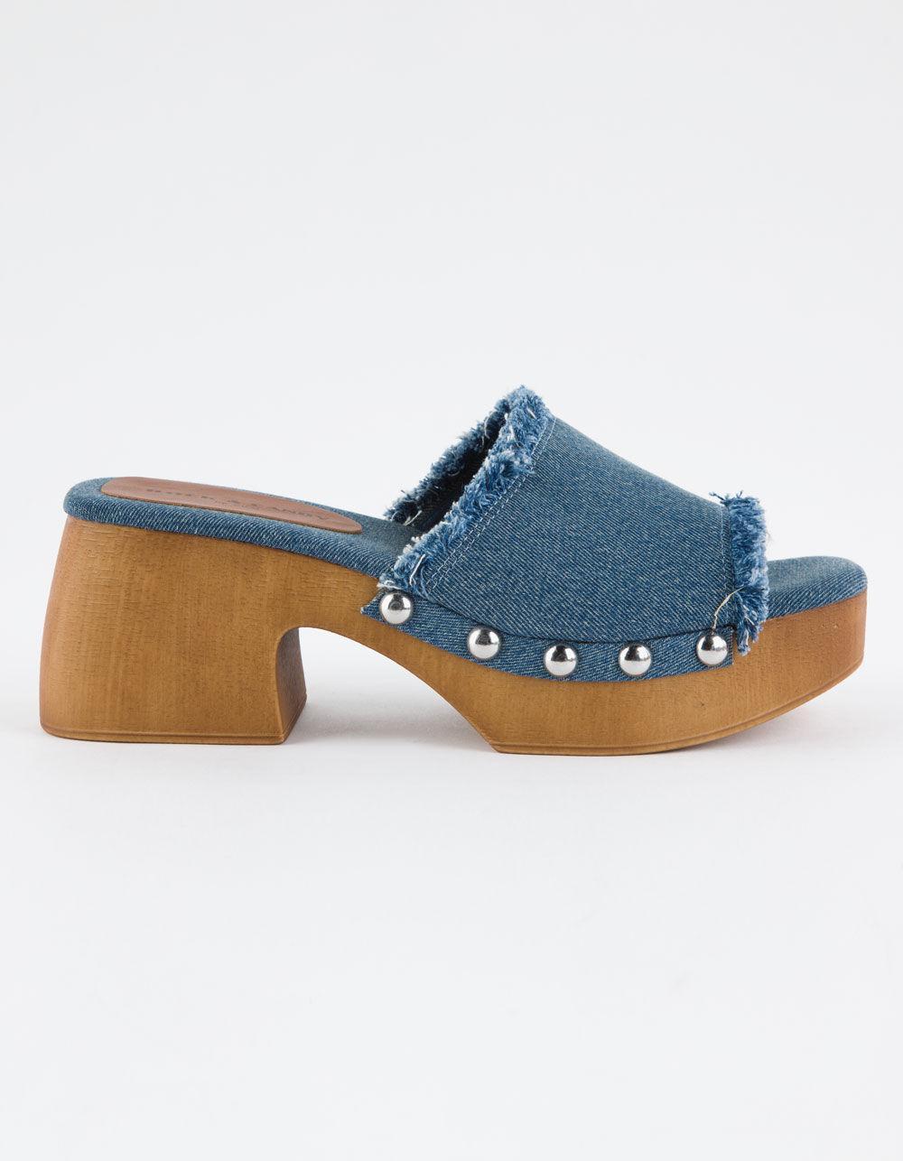 ROCK & CANDY Noelia Womens Platform Slide Sandals - BLACK DENIM Product Image