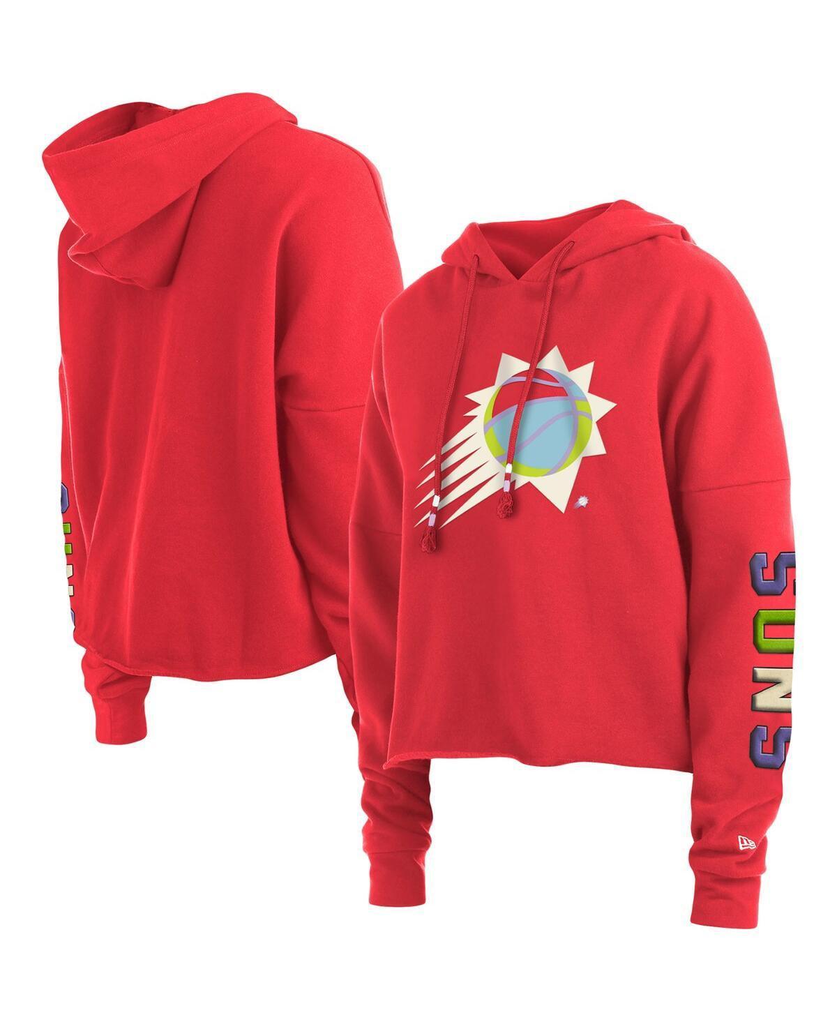 Women's New Era Red Phoenix Suns Color Pack Cropped Top Pullover Hoodie, Size: XL, Phx Orange Product Image