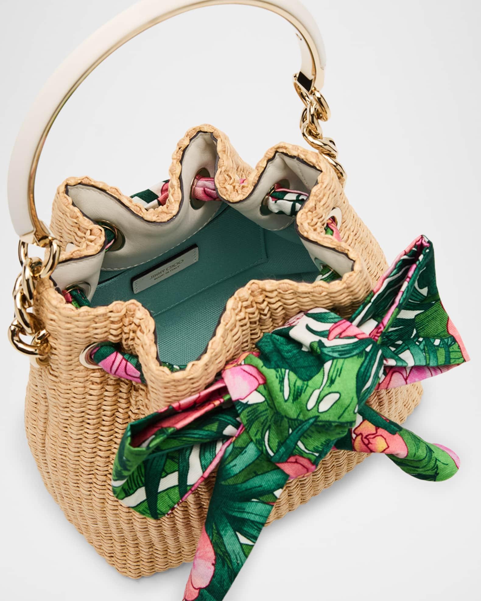 Bon Bon Drawstring Raffia Bucket Bag Product Image