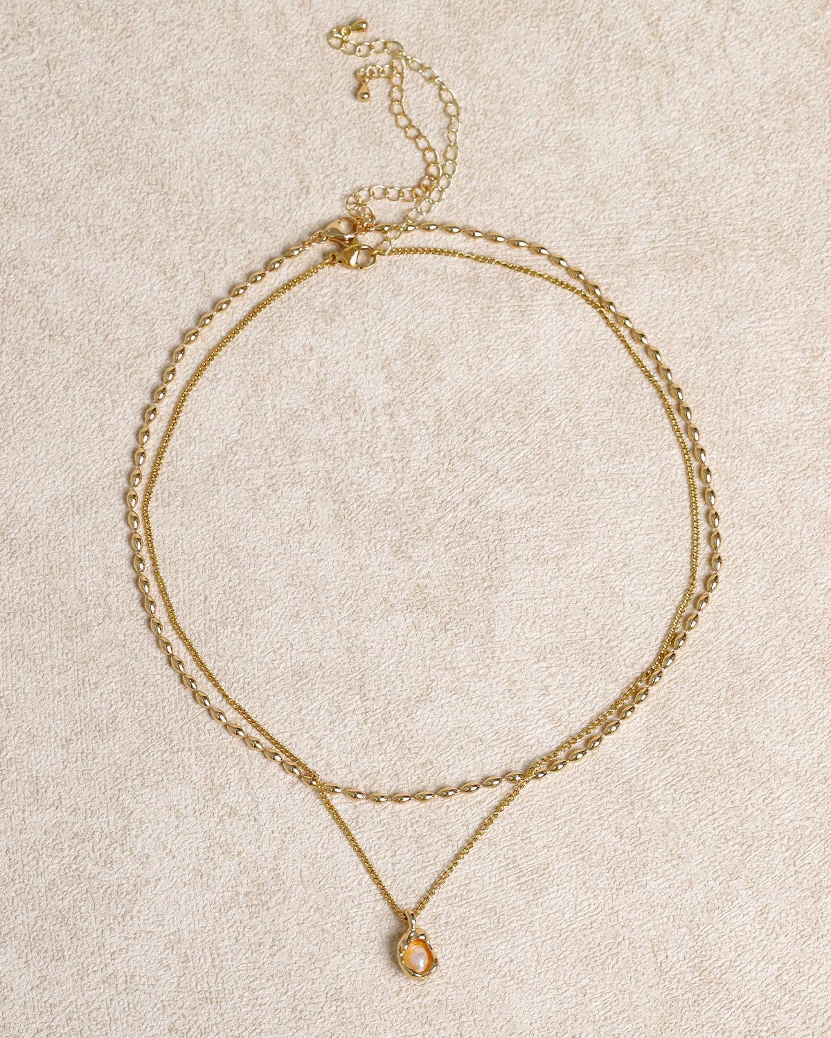 Metal Pearl Double Necklace Product Image