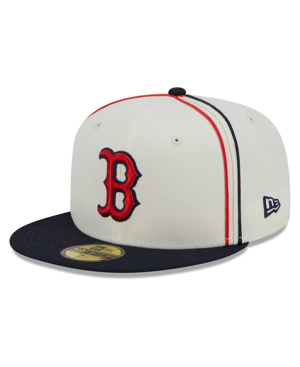 Men's New Era  Cream/Navy Boston Red Sox Chrome Sutash 59FIFTY Fitted Hat, Size: 7 1/4, Beige Product Image