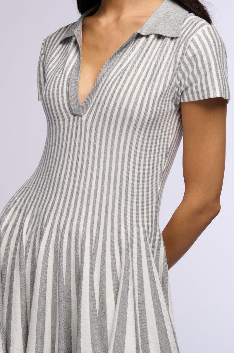 ALINA PLEATED KNIT FIT AND FLARE MINI DRESS Product Image