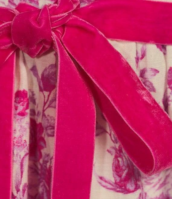 TCEC Floral Print Square Neck Velvet Belted Tiered Midi Dress Product Image
