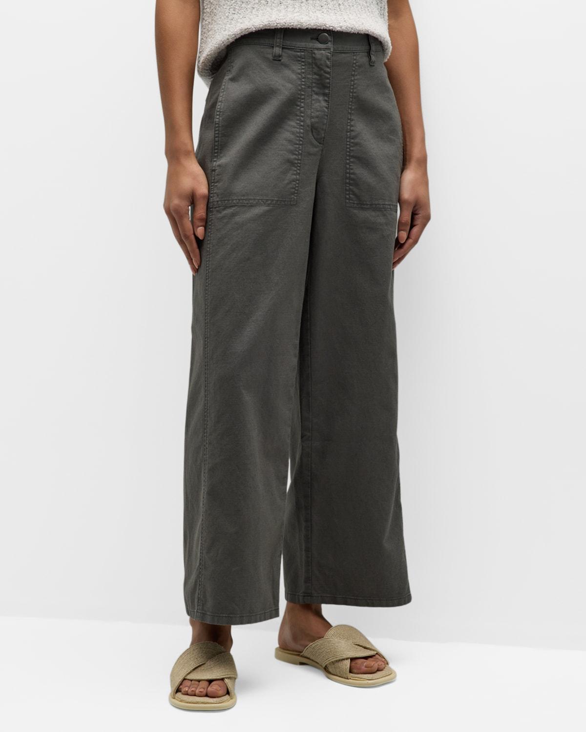 Womens Cotton-Blend Wide-Leg Pants Product Image
