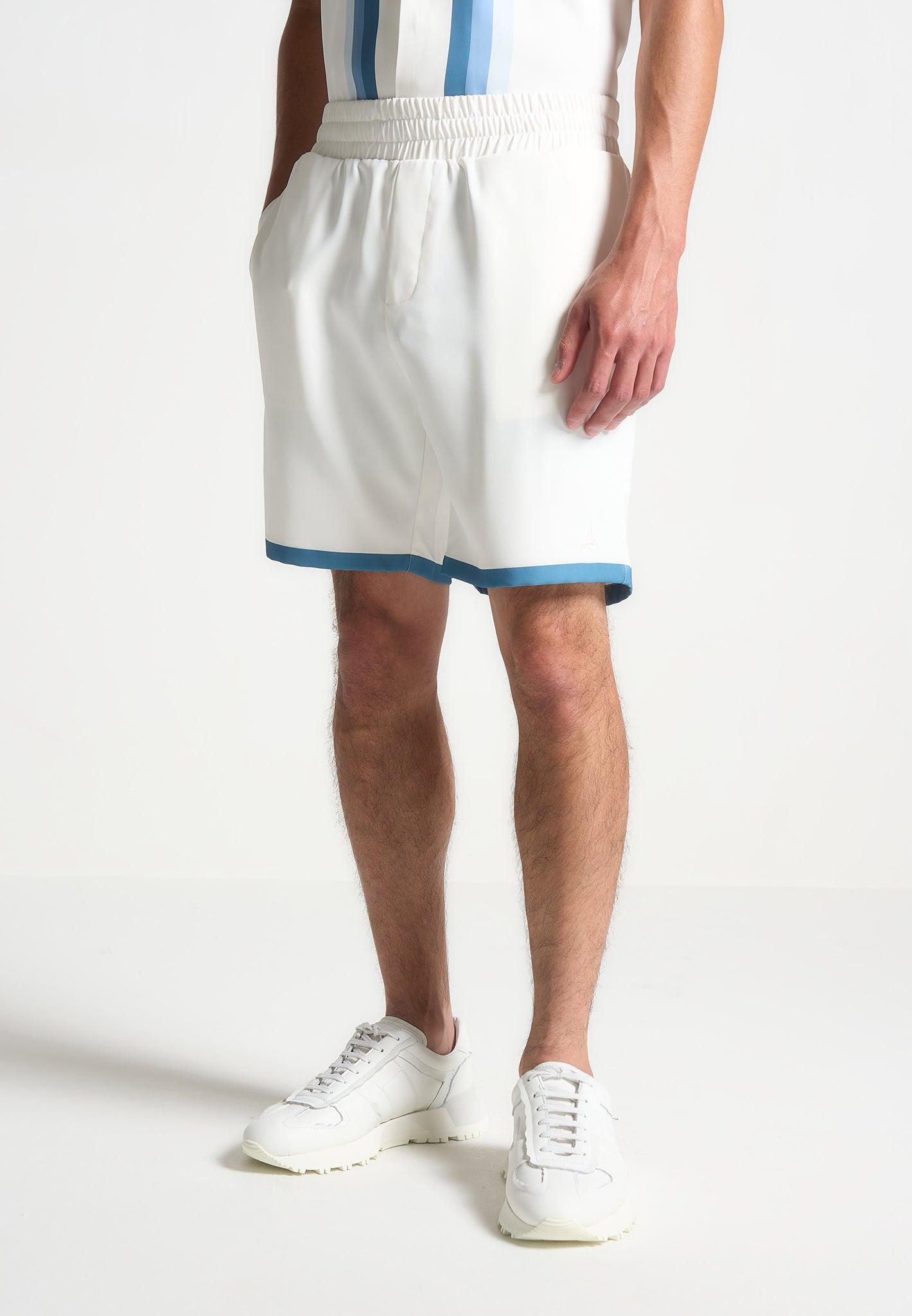 Contrast Border Shorts - White/Blue Male Product Image