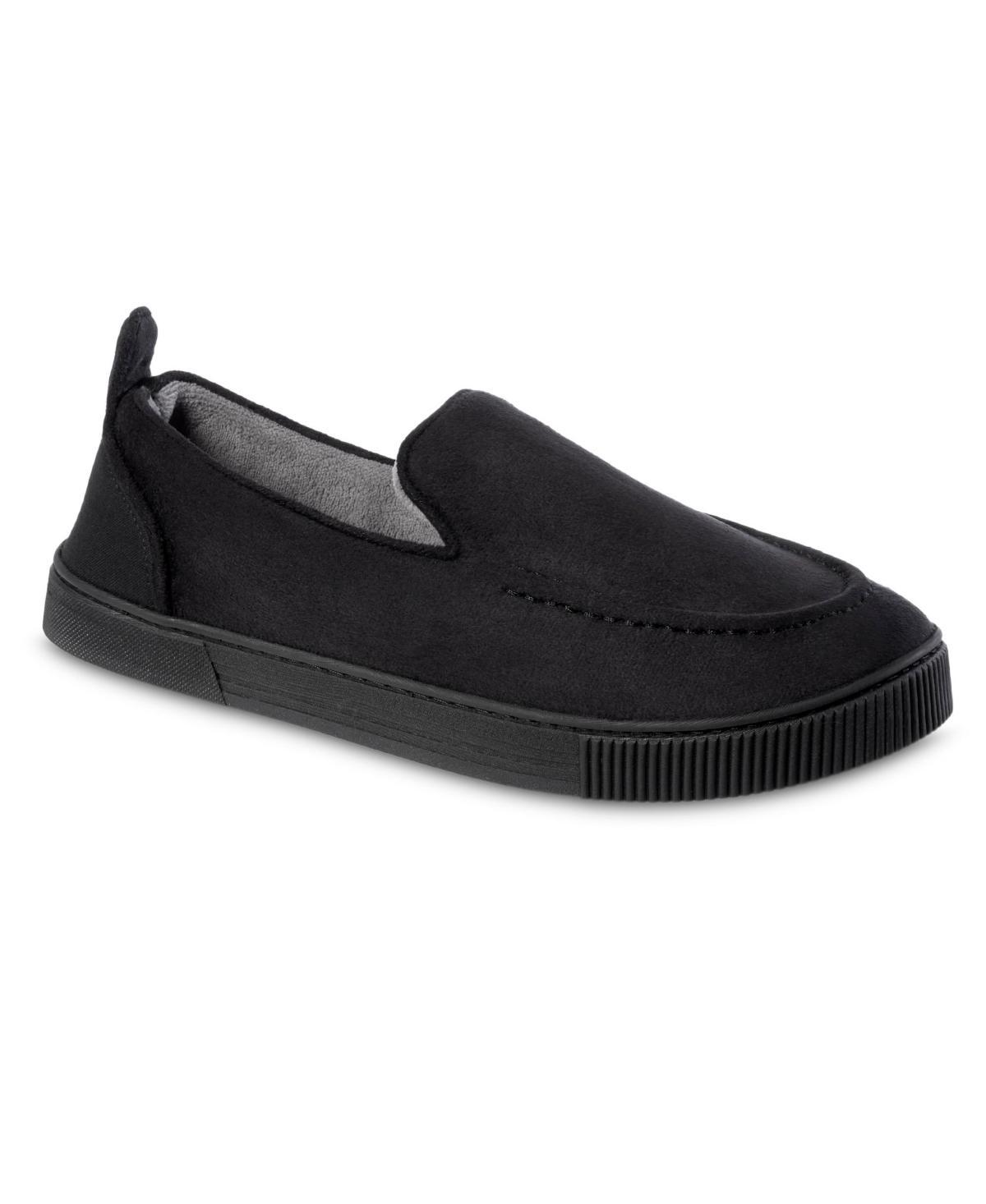 Isotoner Mens Emmett Microsuede & Canvas Closed Back Slippers - Cognac XXL Product Image