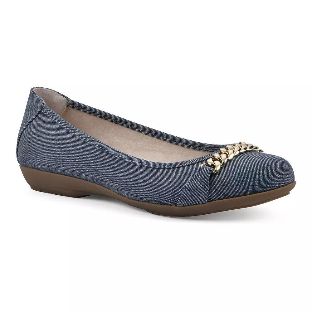 Cliffs by White Mountain Charmed Women's Ballet Flats, Size: 8 Wide, Blue Blue Fabric Product Image