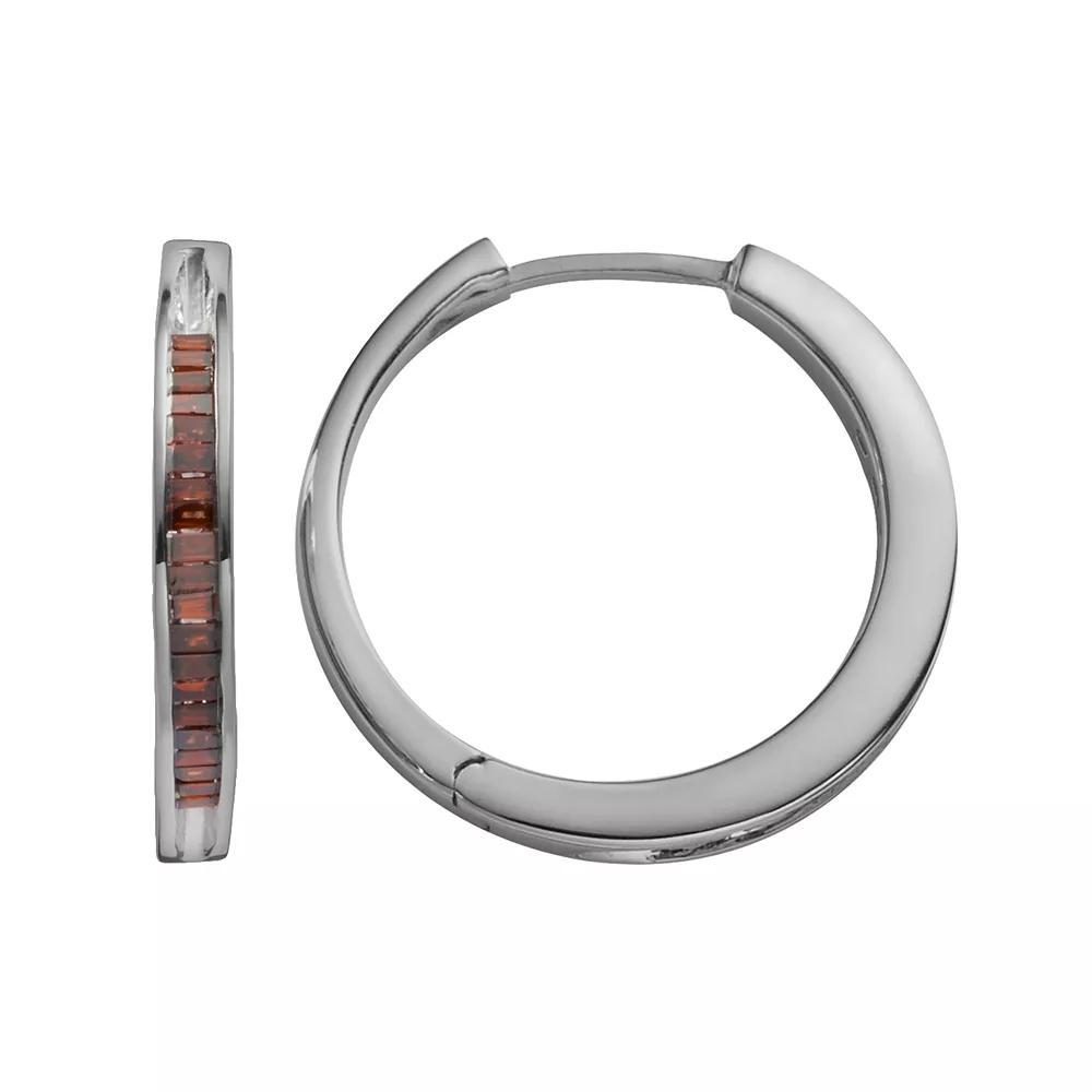 Jewelexcess Sterling Silver 1/4-ct. T.W. Red Diamond Hoop Earrings, Women's Product Image