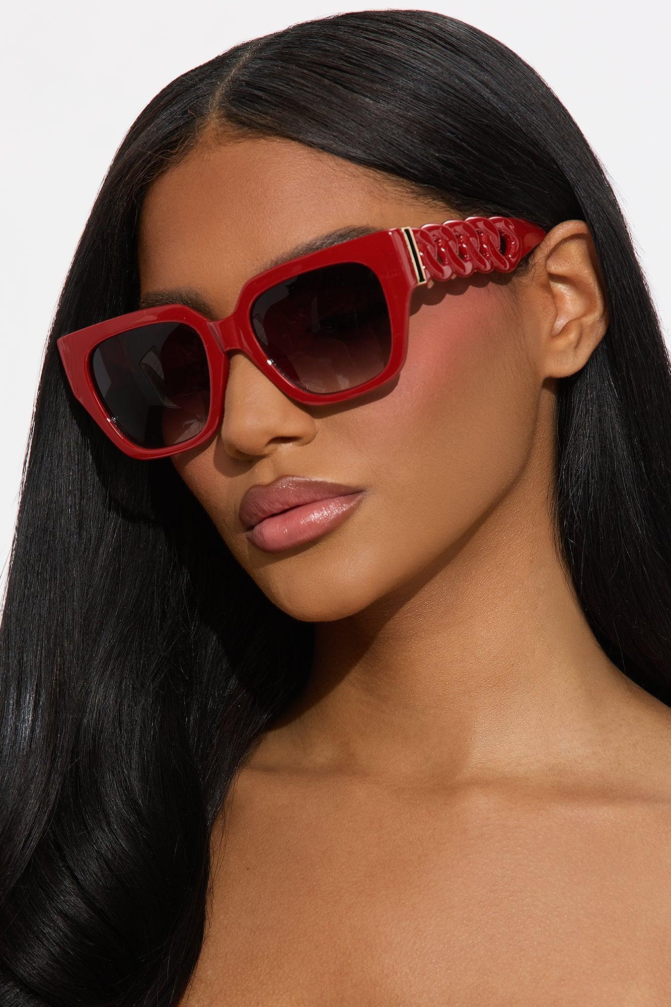 High Society Square Sunglasses - Red Product Image