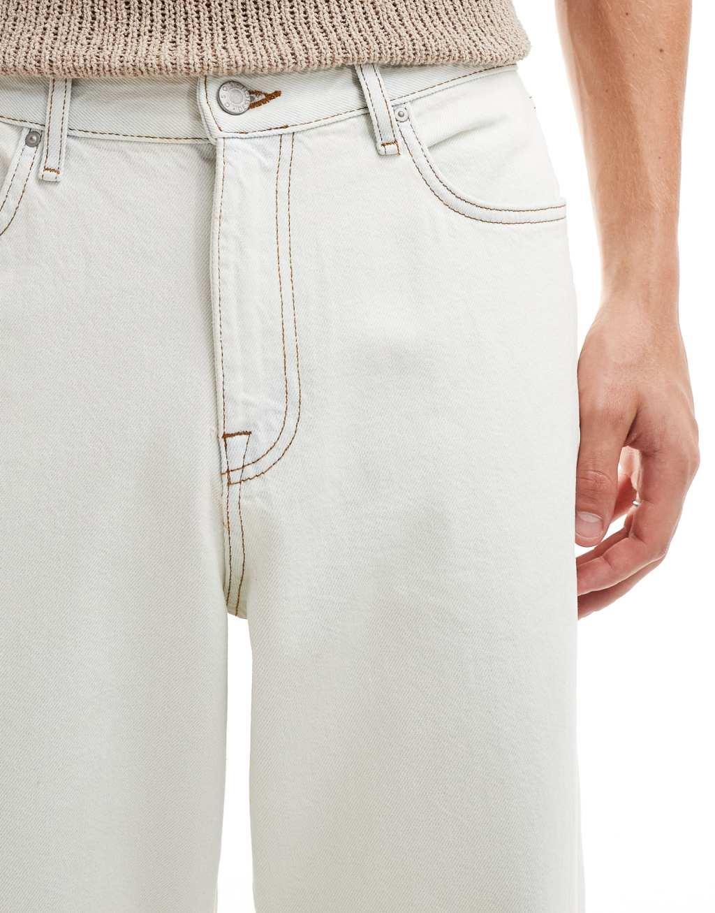ASOS DESIGN baggy fit jeans in ecru Product Image
