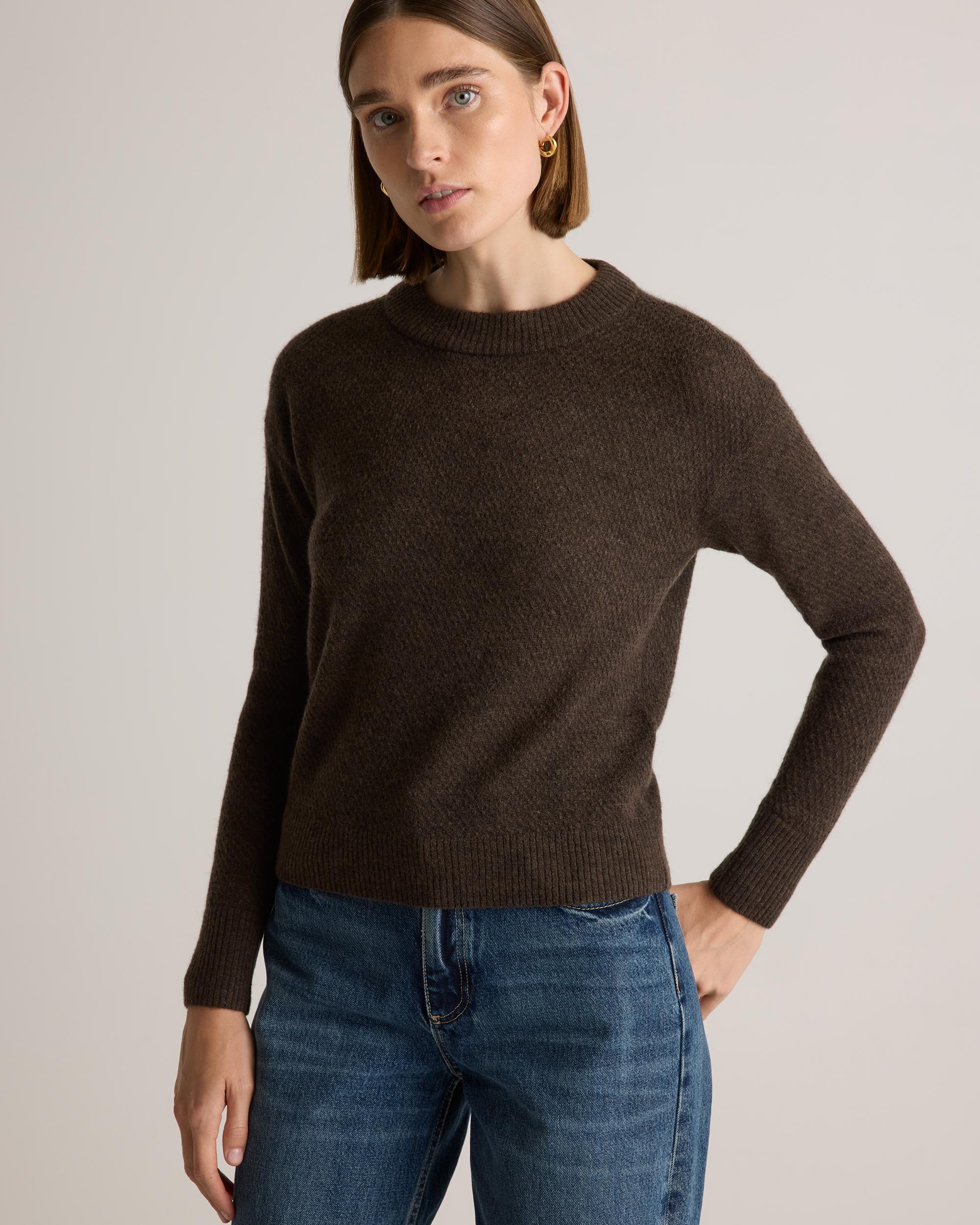 Quince | Women's Baby Alpaca-Wool Diamond Stitch Crew Neck Alpaca Sweater Size XL Product Image