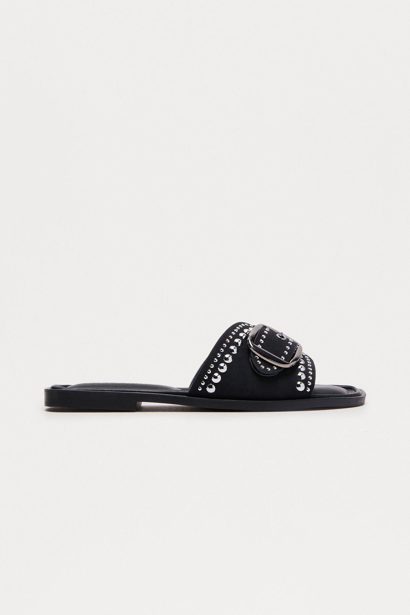 Palisades Buckle Studded Sandals - Black Product Image