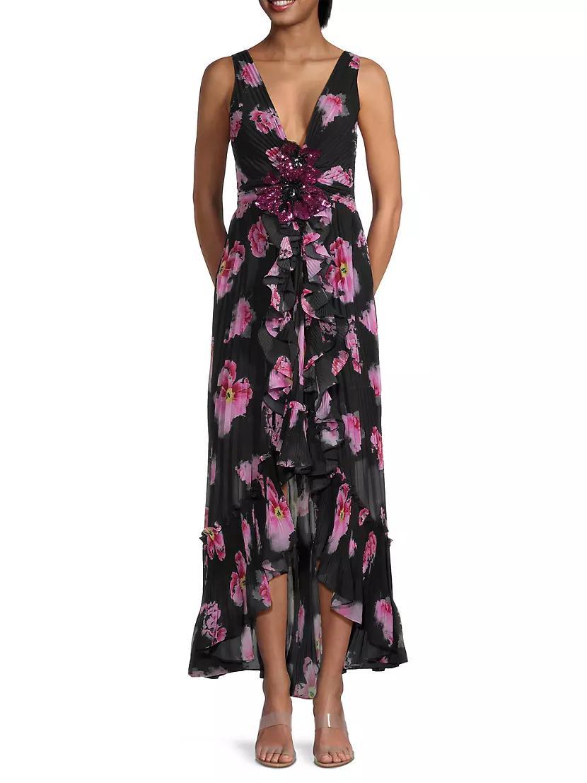 Kassiani Ruffled Floral Chiffon Dress Product Image