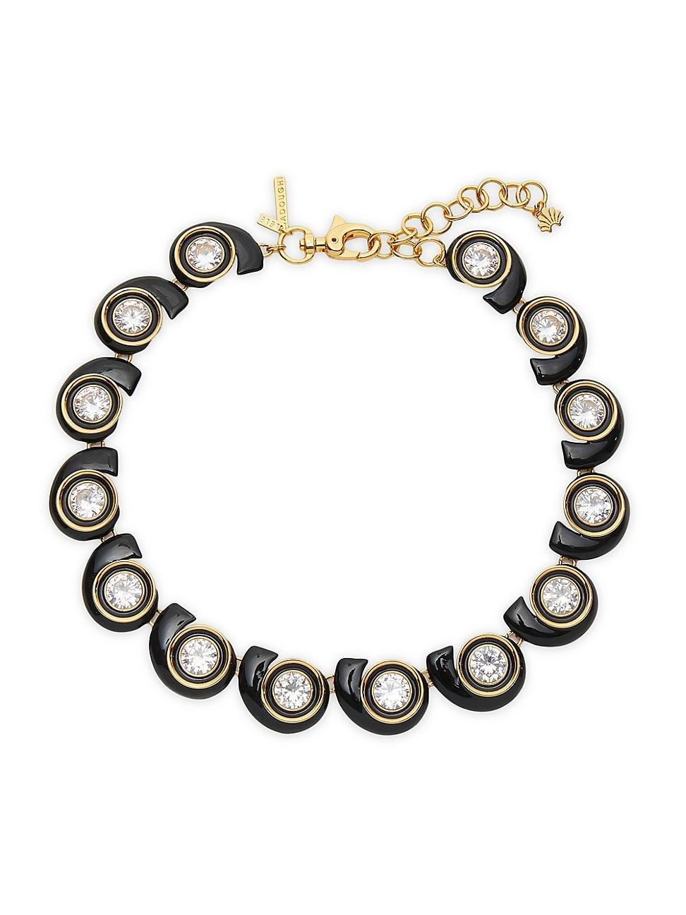 Womens Deco Swirl 14K-Gold-Plated, Enamel & Crystal Necklace Product Image