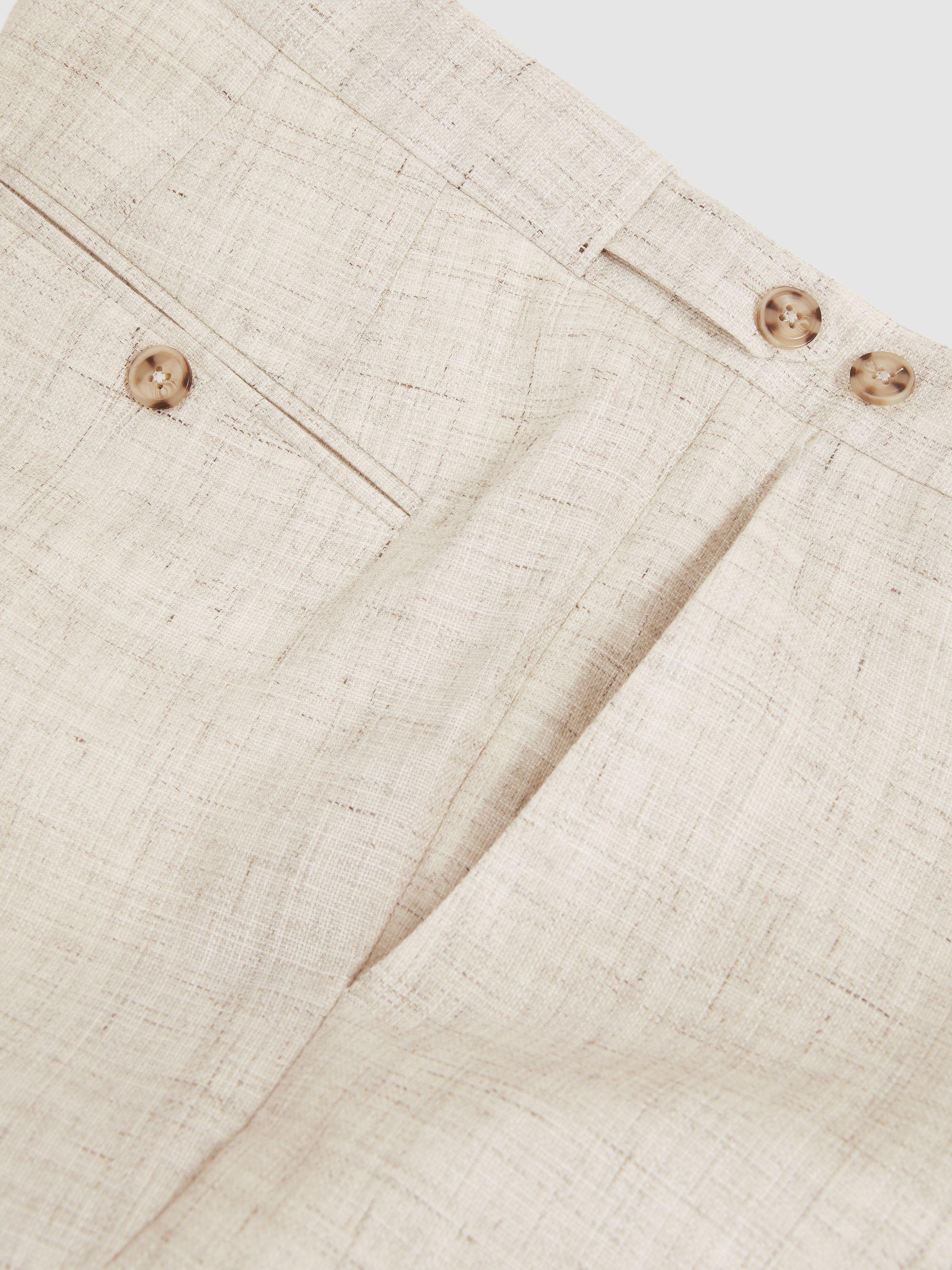 Slim-Fit Pinstripe Suit Trousers in Oatmeal/White Product Image