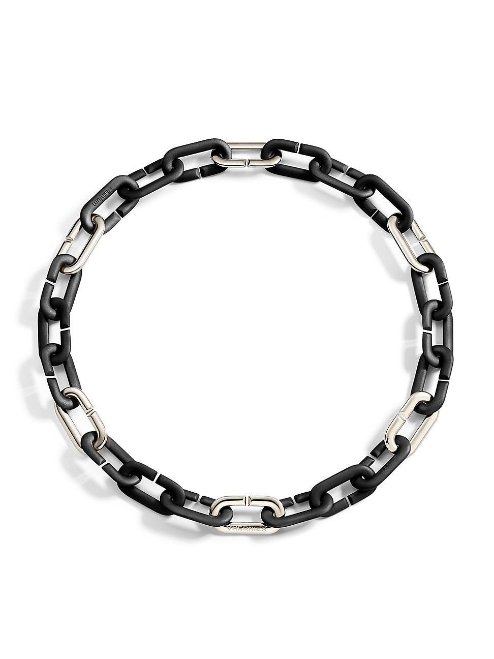Womens Mon Jeu Black Titanium & 18K White Gold Oval-Link Chain Necklace Product Image