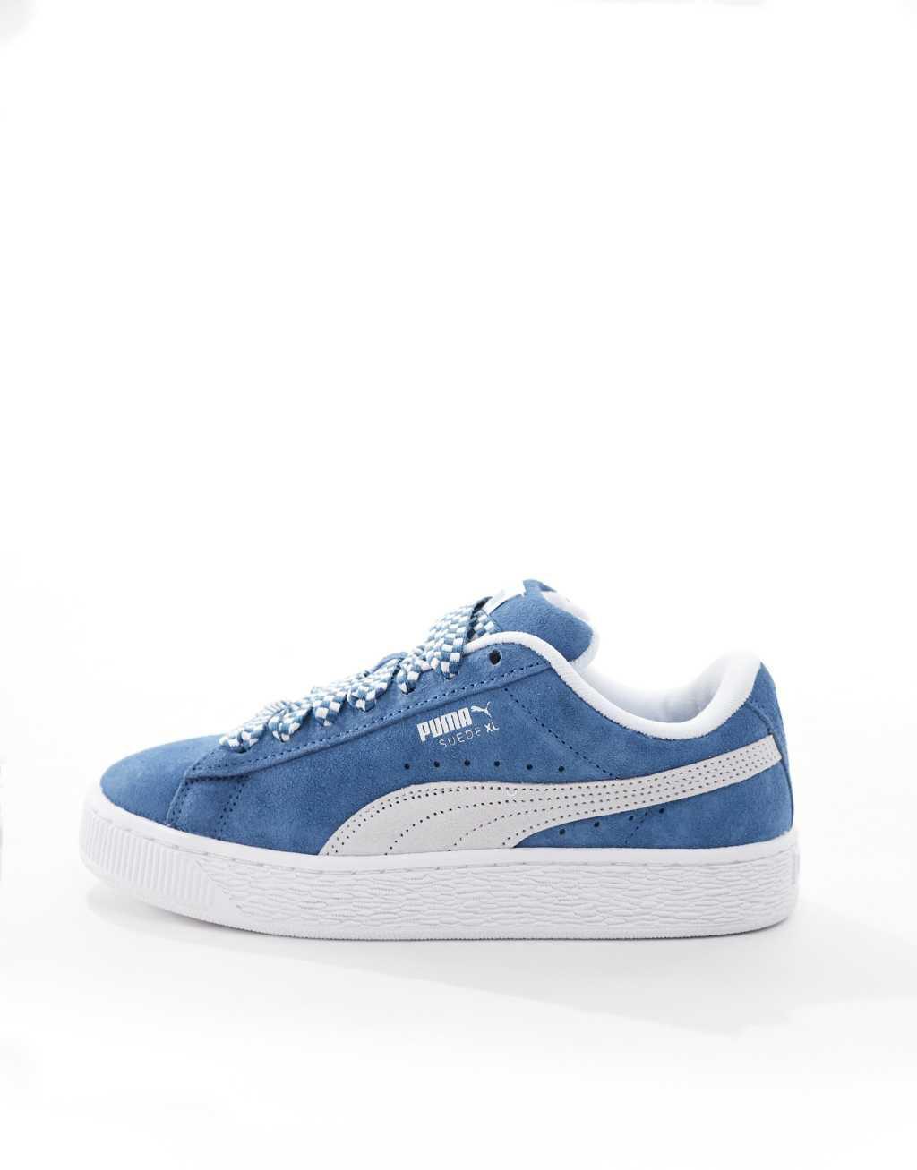 PUMA Suede XL sneakers with lace interest in blue and white Product Image