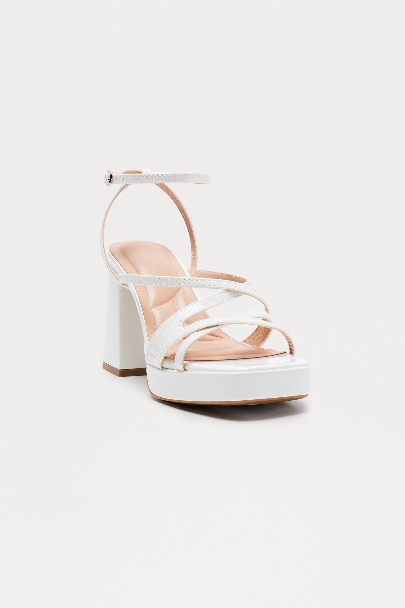 Jemmy Ankle Strap Heels - White Product Image
