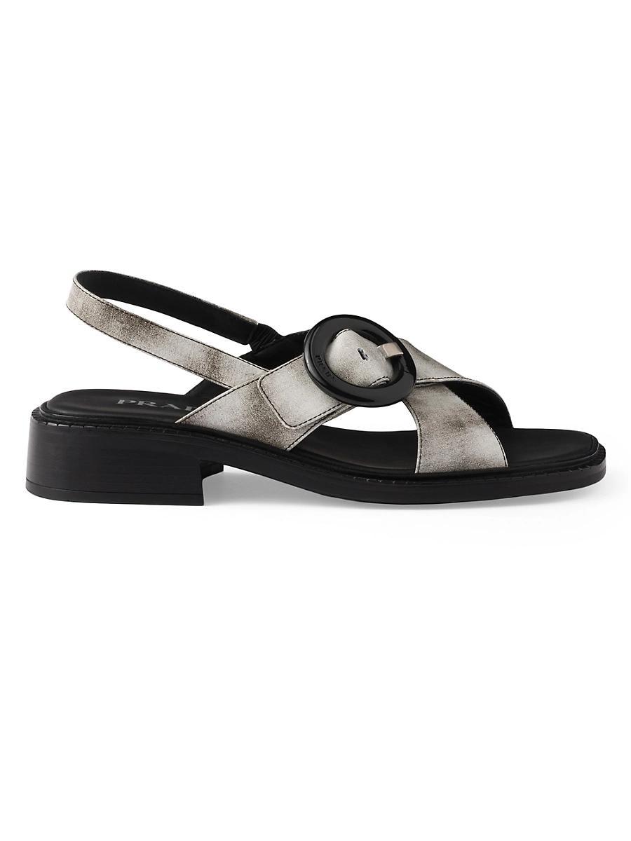 Prada Womens Brushed Leather Sandals with Buckle Product Image