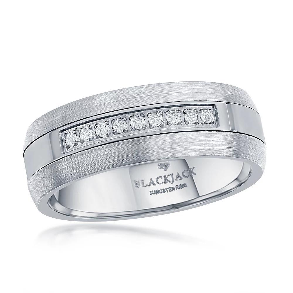 Men's Metallo 8 mm Tungsten Cubic Zirconia Ring, Size: 9 Product Image