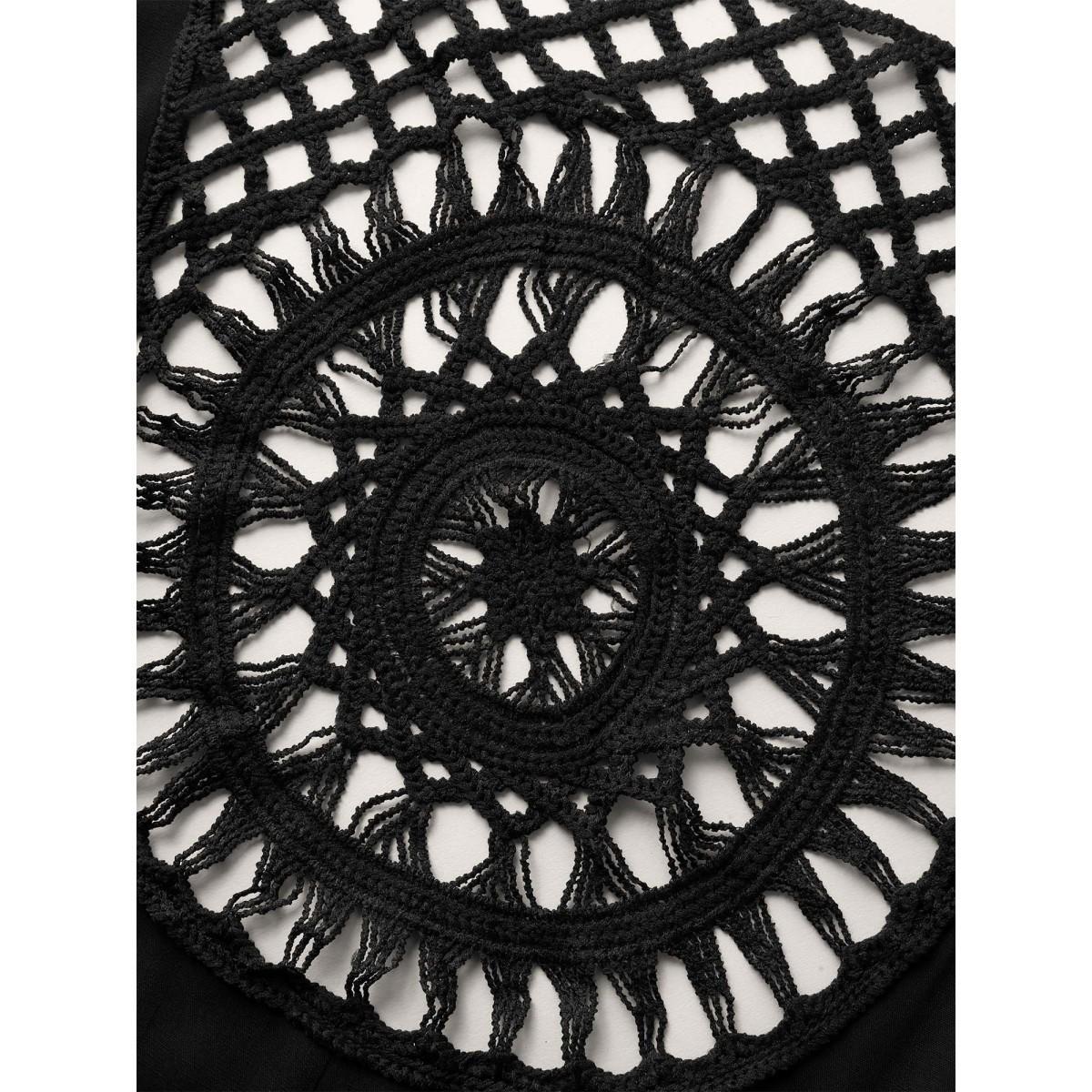 Plus Size Backless Front-Tie Tassels Kimono Women Black Tie knot Loose Vacation Kimonos BloomChic 14-16/1X Product Image