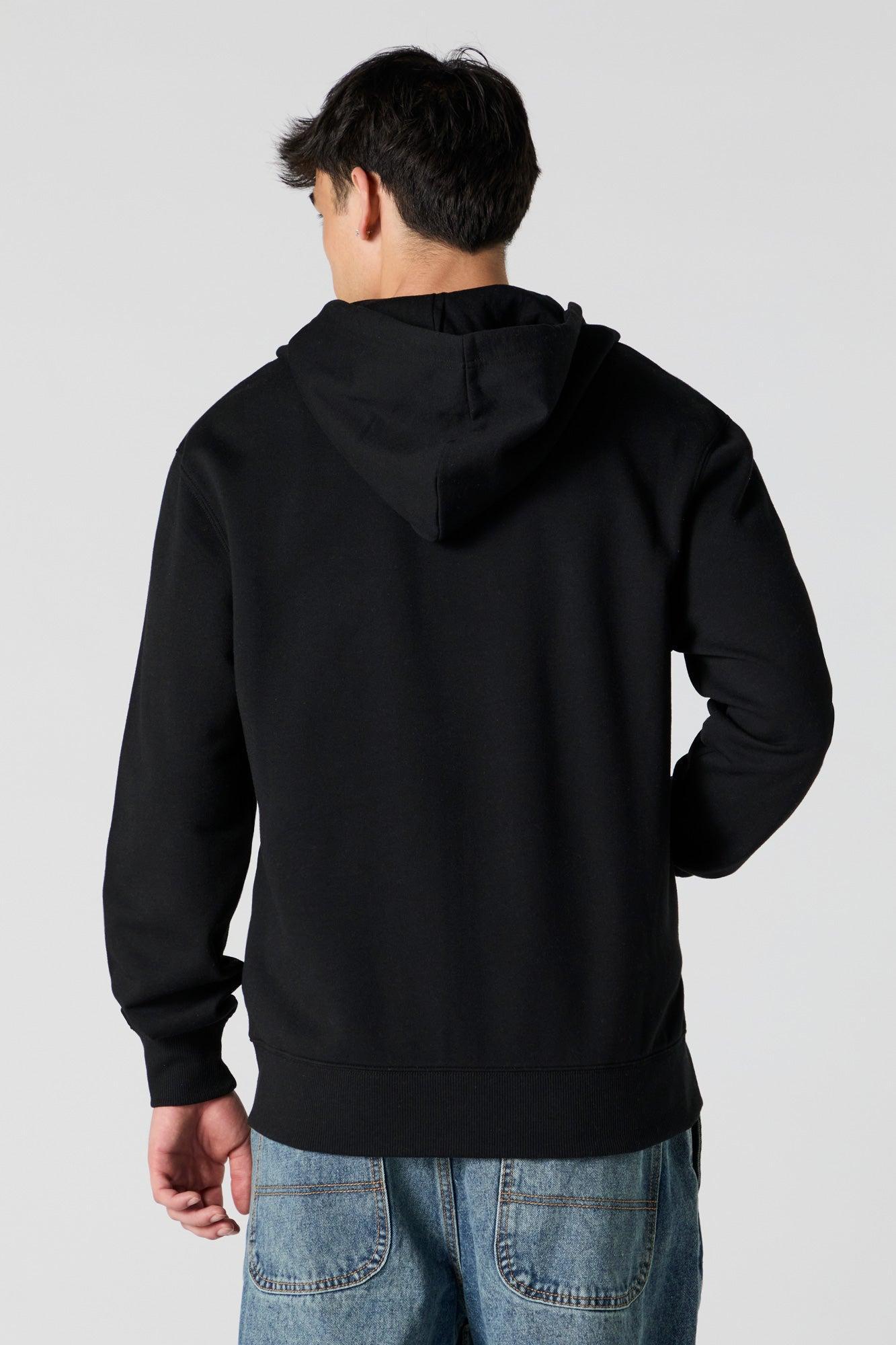 Solid Fleece Zip-Up Hoodie Male Product Image