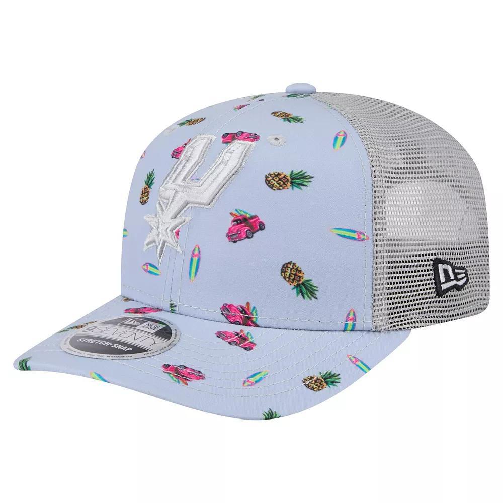 Mens New Era Blue/Gray San Antonio Spurs Adventure Aloha Pattern 9SEVENTY Stretch-Snap Hat Product Image