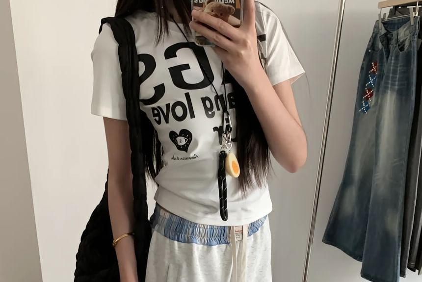 Low Rise Lettering Wide Leg Pants Product Image