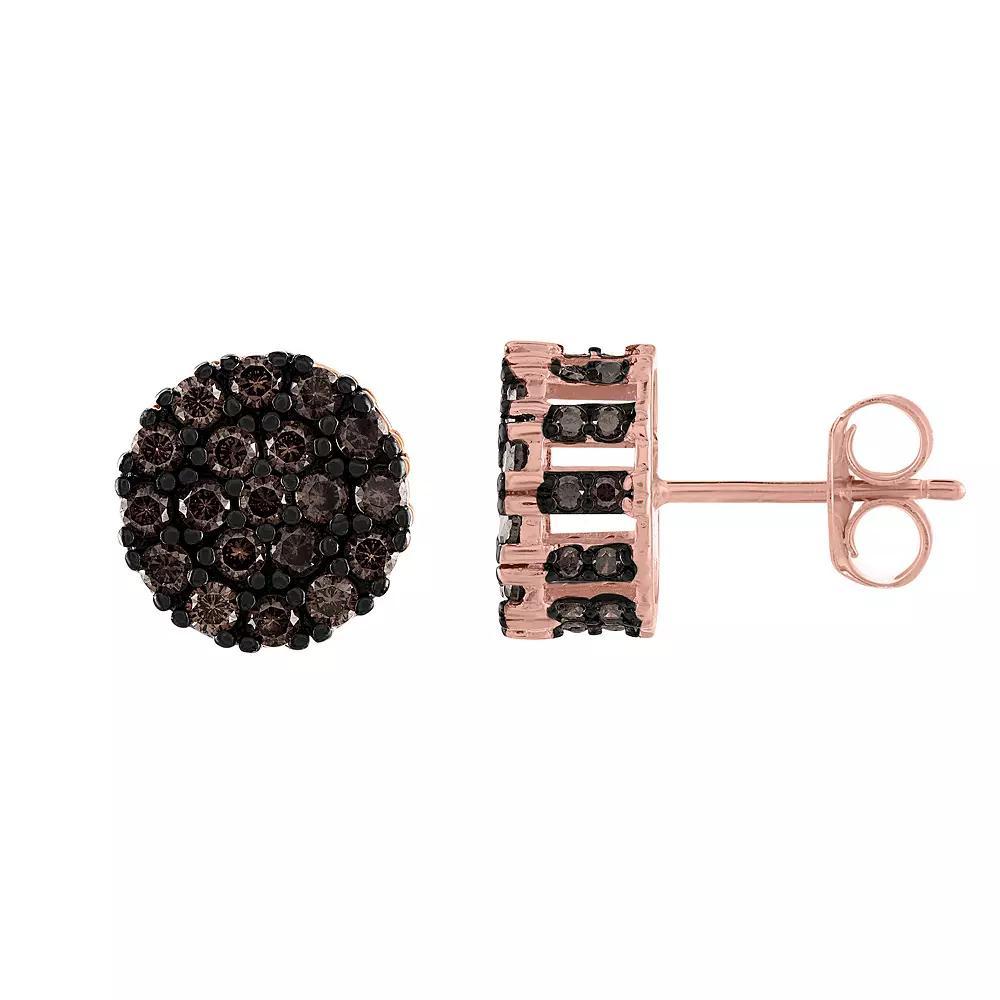 Designs by Gioelli Men's Pave Cubic Zirconia Stud Earrings, Rose Gold Plated Black Product Image