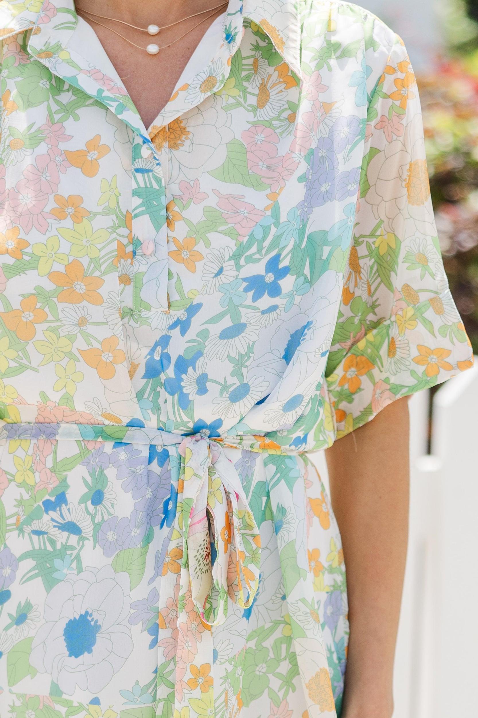 You Have My Attention White Floral Midi Dress Female Product Image