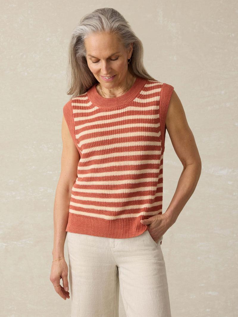 Miramar Linen Sweater Tank - Sandstone Stripe Product Image