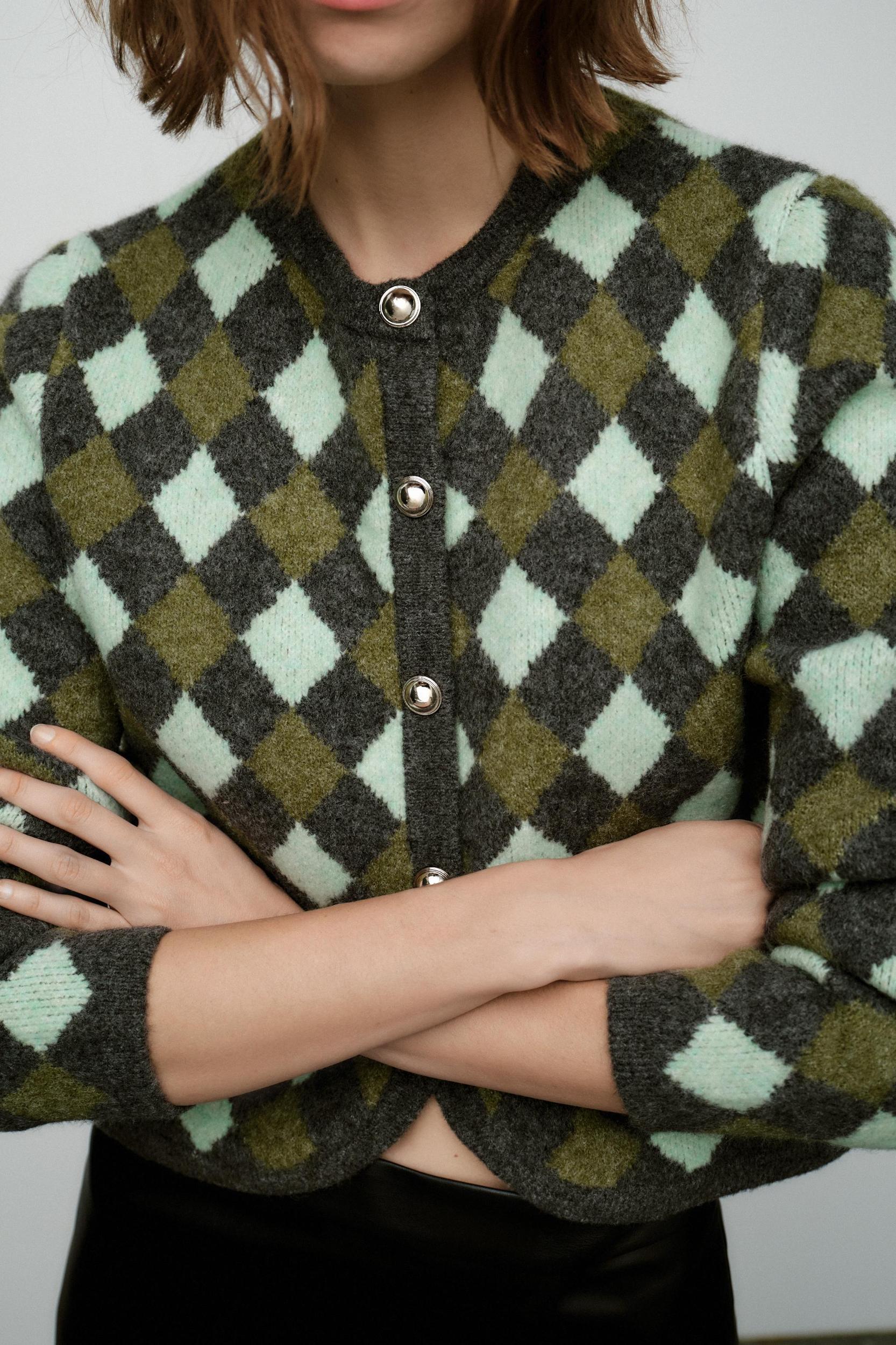 ARGYLE KNIT JACQUARD CARDIGAN Product Image