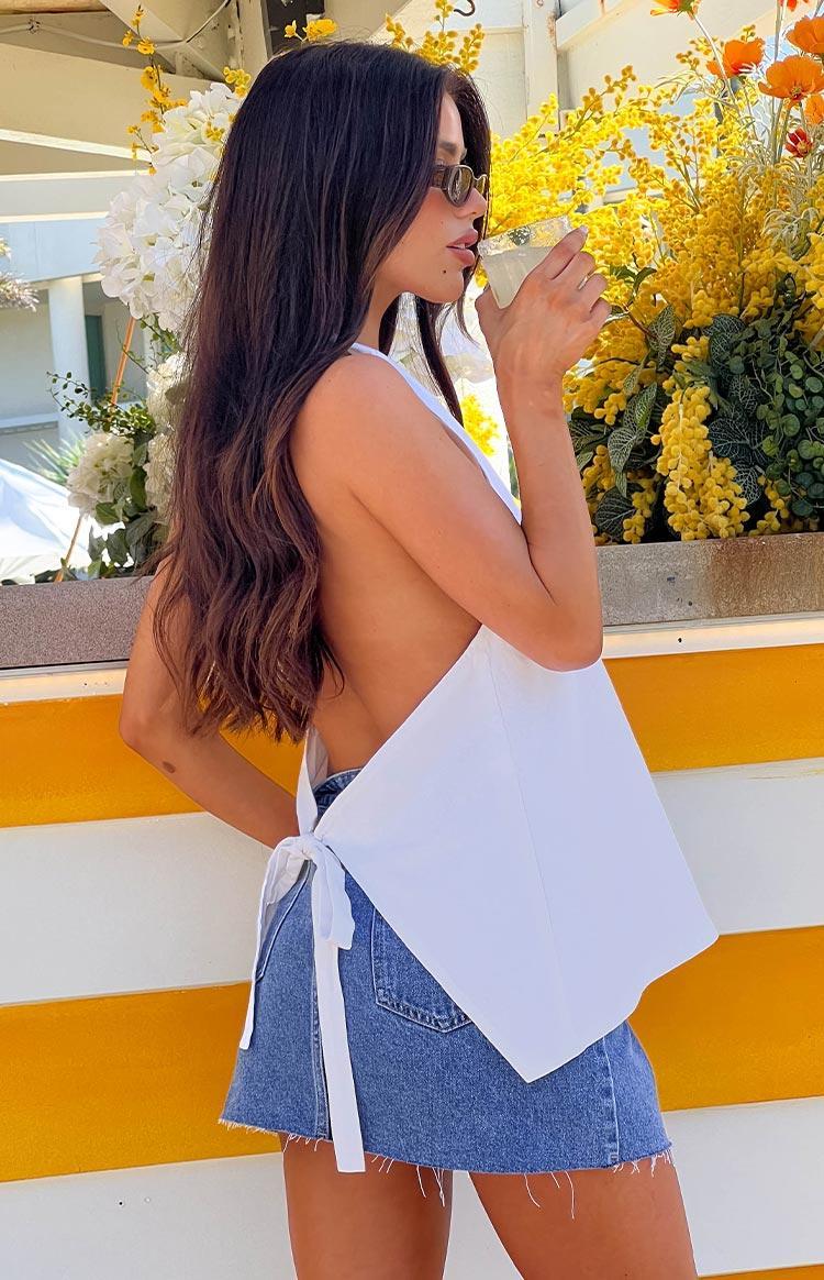 Petie White Linen Blend Top Girls Product Image
