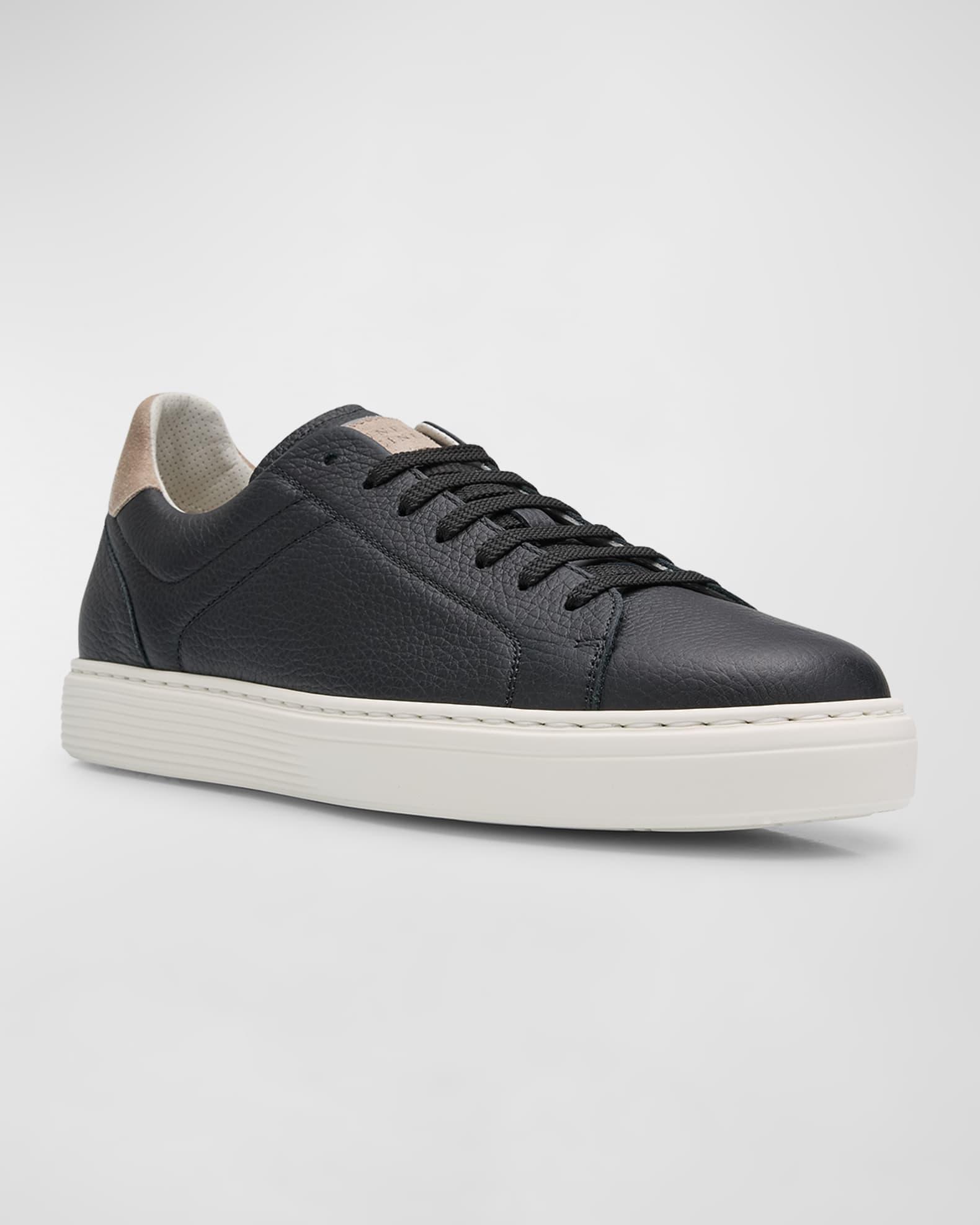 Men's Grained Calfskin Low-Top Sneakers Product Image