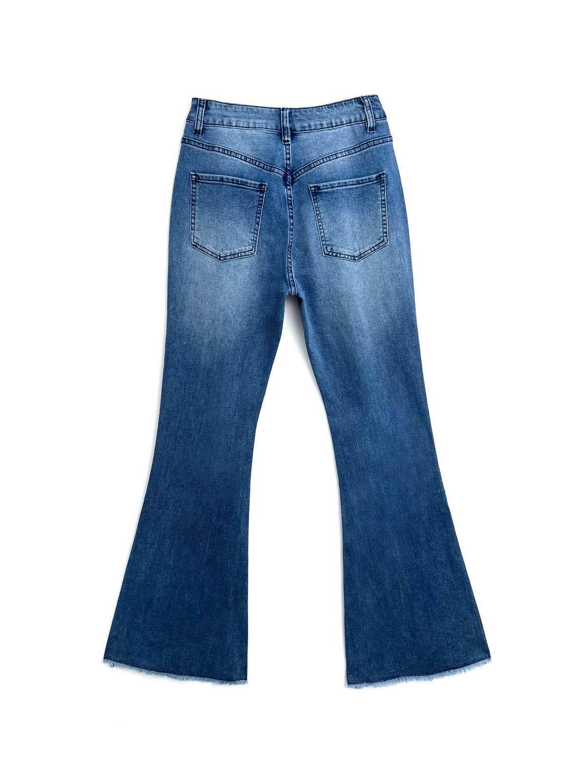 Washed Push Up Flare Leg Jeans Product Image