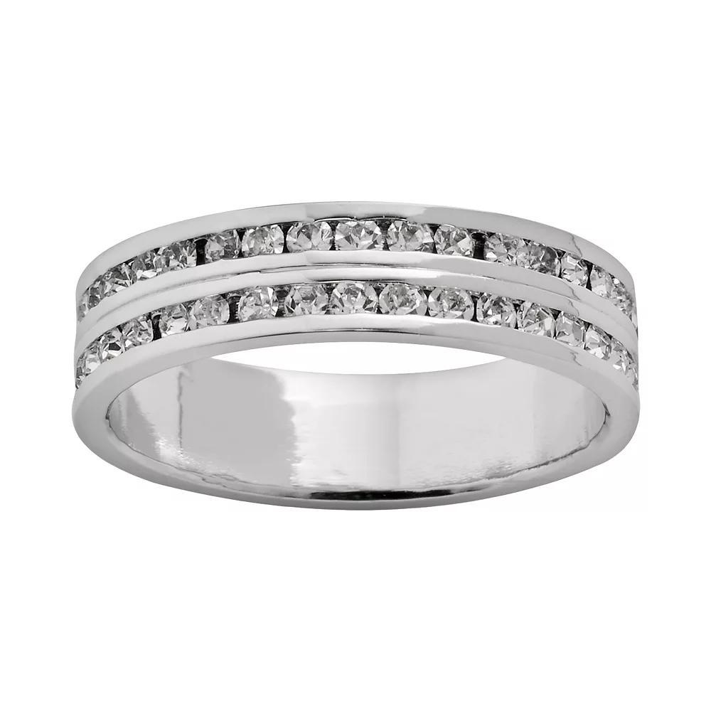 Traditions Jewelry Company Silver-Plated Crystal Eternity Ring Set, Womens Black Product Image