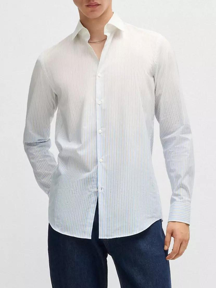 Slim-Fit Shirt in Degradé-Stripe Cotton Poplin Product Image