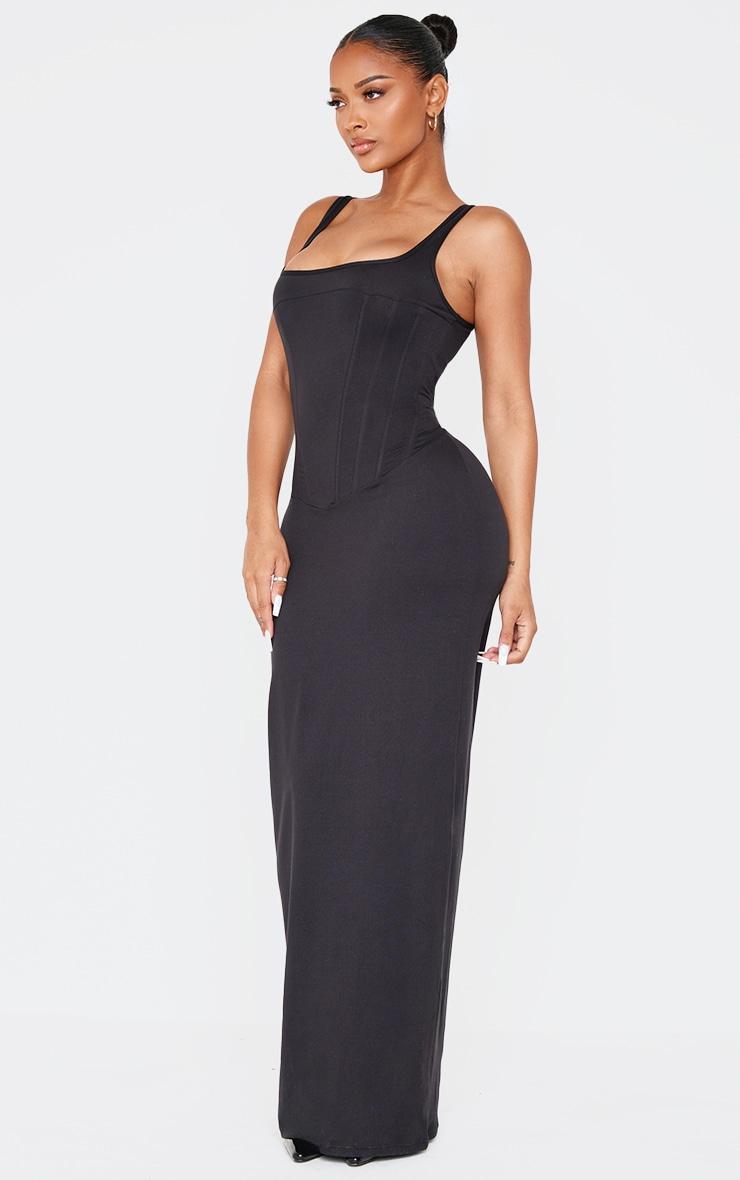 Shape Black Sculpt Square Neck Corseted Maxi Dress. Product Image