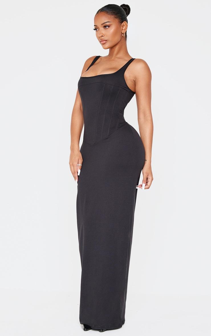 Shape Black Sculpt Square Neck Corseted Maxi Dress. Product Image