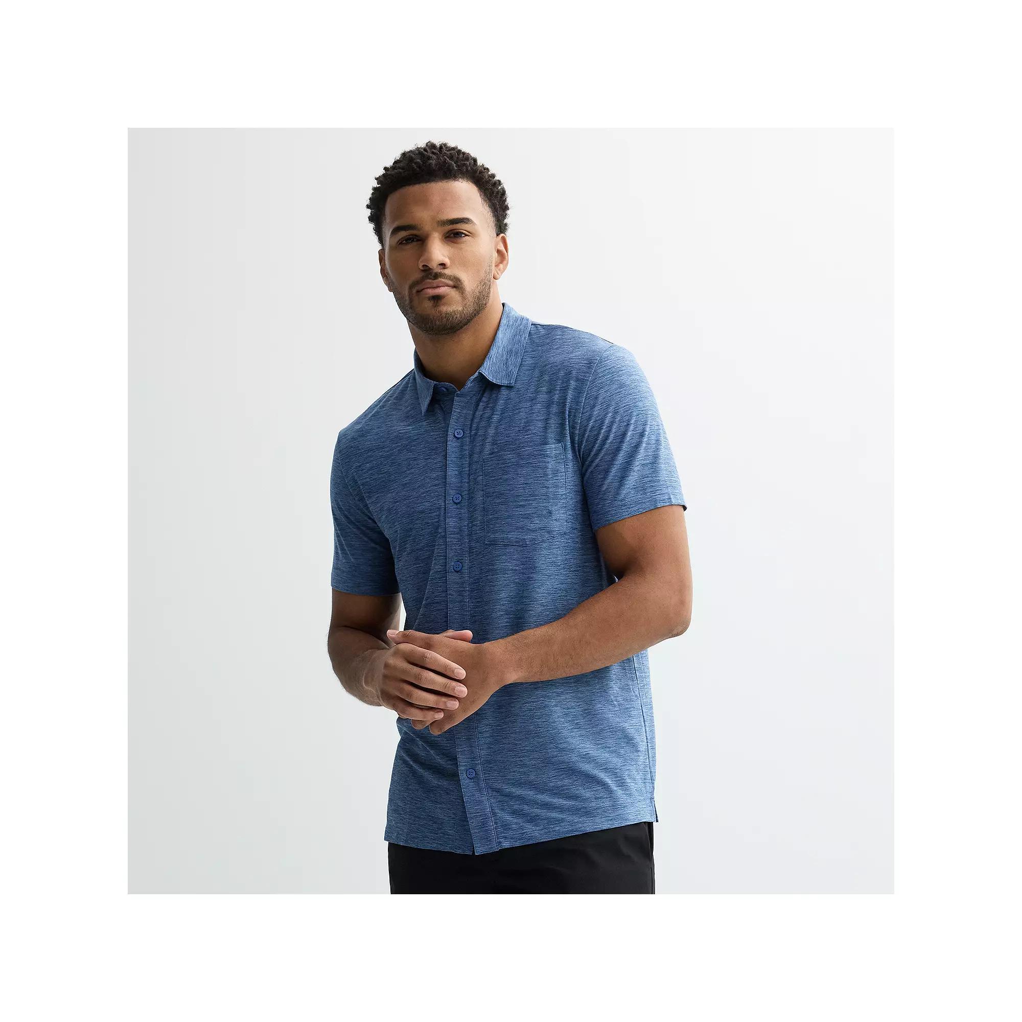 Men's FLX Wander Button Down Polo, Size: Medium, True Blue Product Image