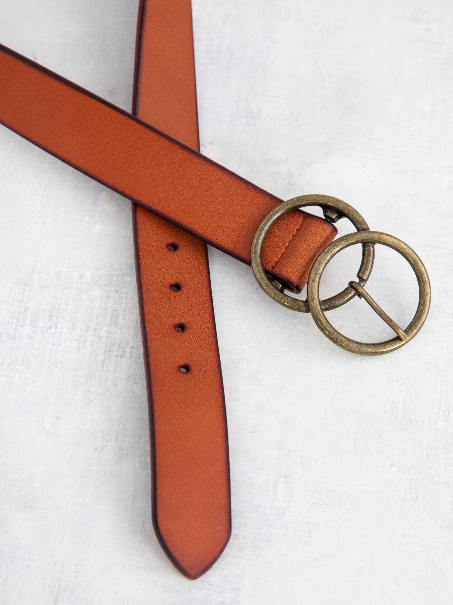 Vegan Leather Adjustable Belt - Brown Product Image