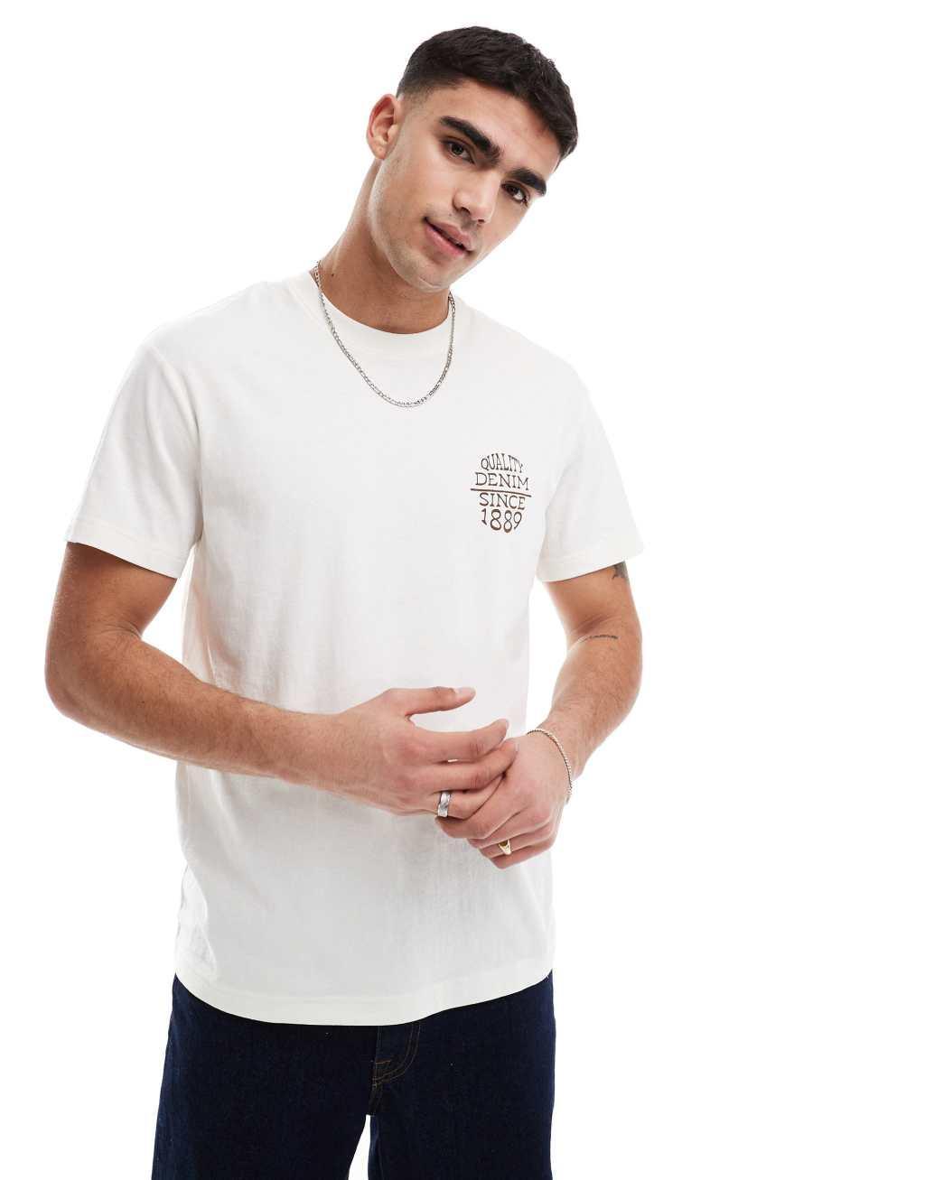 Lee logo back print relaxed fit t-shirt in off white Product Image