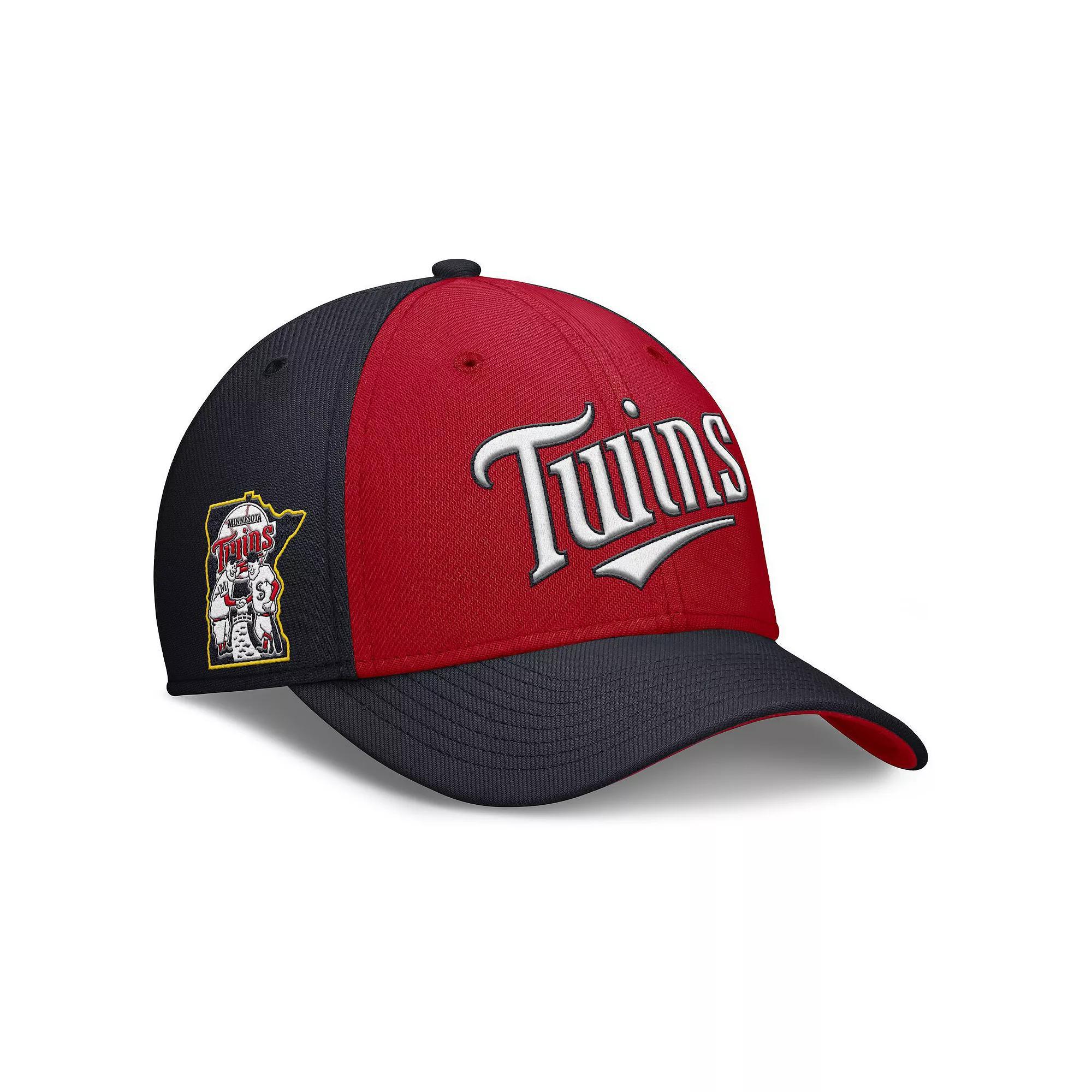 Mens Nike /Red Minnesota Twins Rise Swoosh Performance Flex Hat Blue Product Image