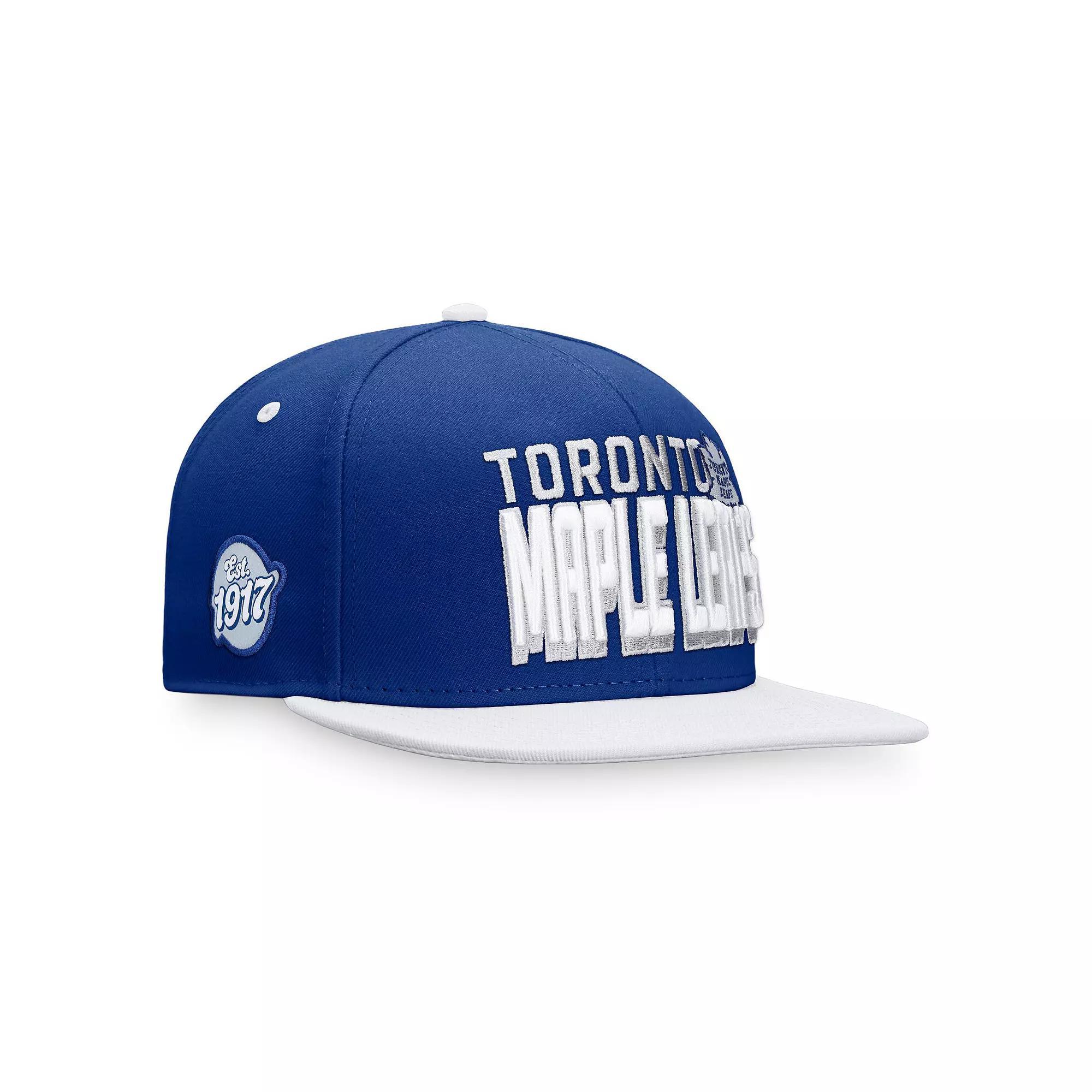 Mens Fanatics Branded Blue/White Toronto Maple Leafs Heritage Retro Two-Tone Snapback Hat Product Image