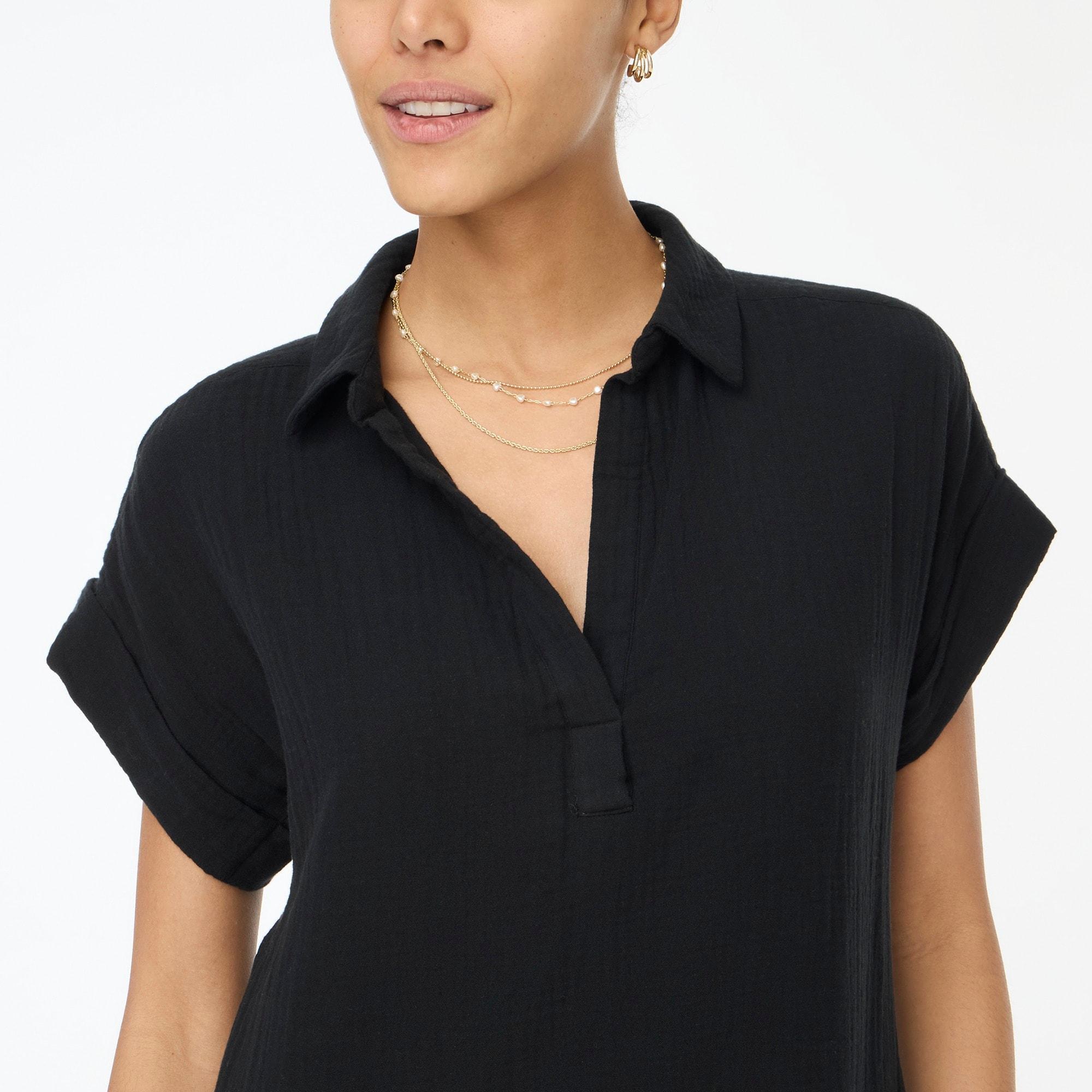 Short-sleeve gauze popover dress Product Image