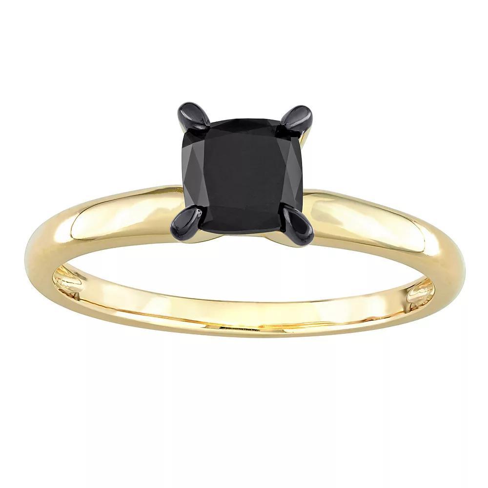 Stella Grace 14k Gold 1 Carat T.W Black Diamond Cushion Solitaire Ring, Women's, Size: 5 Product Image