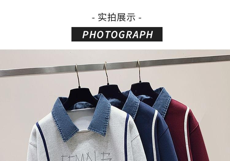 Mock Two-Piece Collared Sweatshirt Product Image