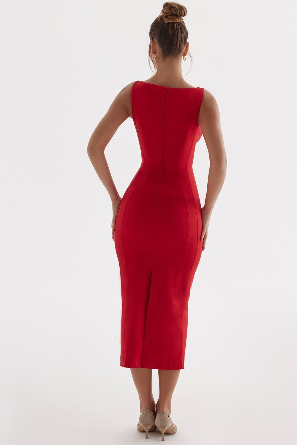 Cece Red Rose Plunge Maxi Dress Product Image