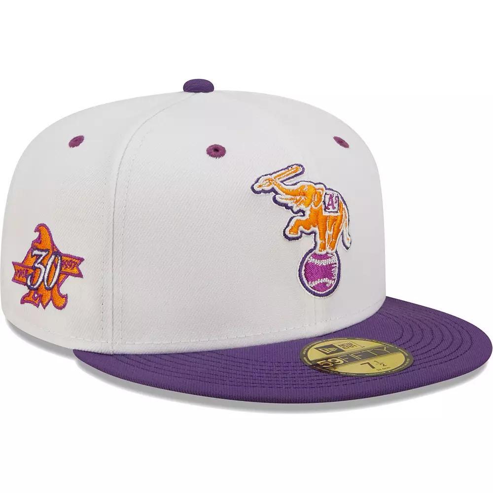 Men's New Era White/Purple Oakland Athletics 30th Season Grape Lolli 59FIFTY Fitted Hat, Size: 7 7/8 Product Image
