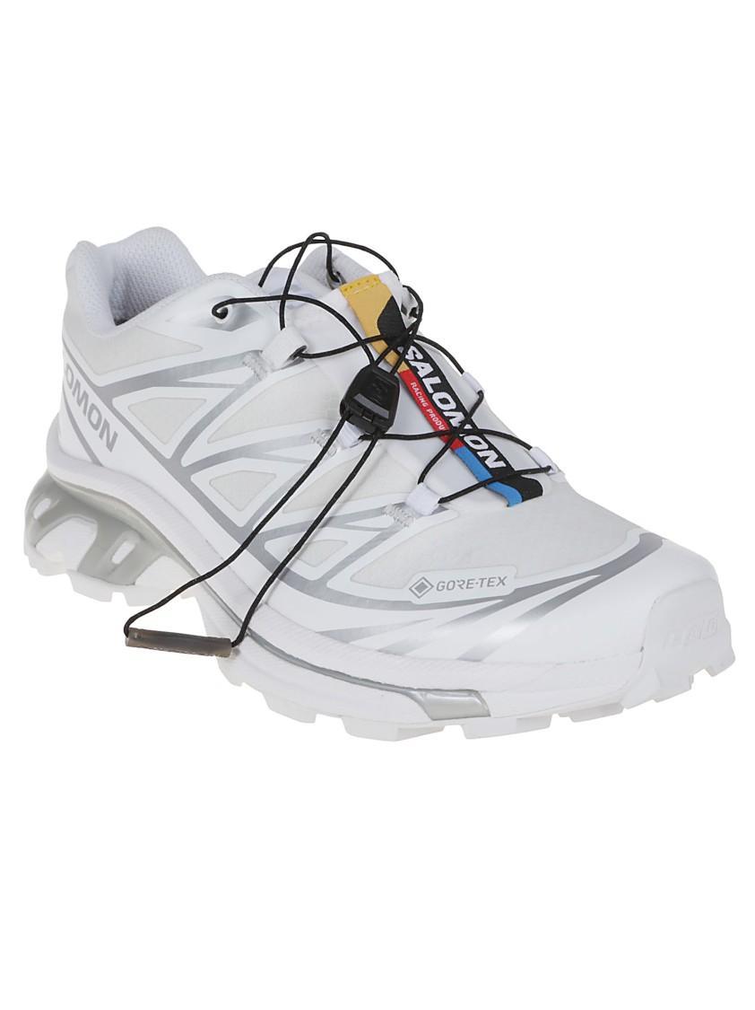 SALOMON Mens White White Silver Xt-6 Gtx Quick-lace Mesh Low-top Trainers Product Image